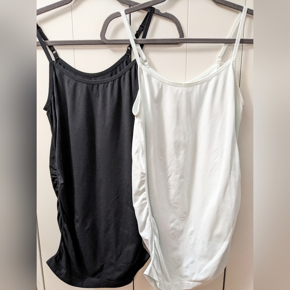 A GLOW, Maternity Seamless Tank, Set of 2, Black & White, Size Large. - Picture 1 of 6